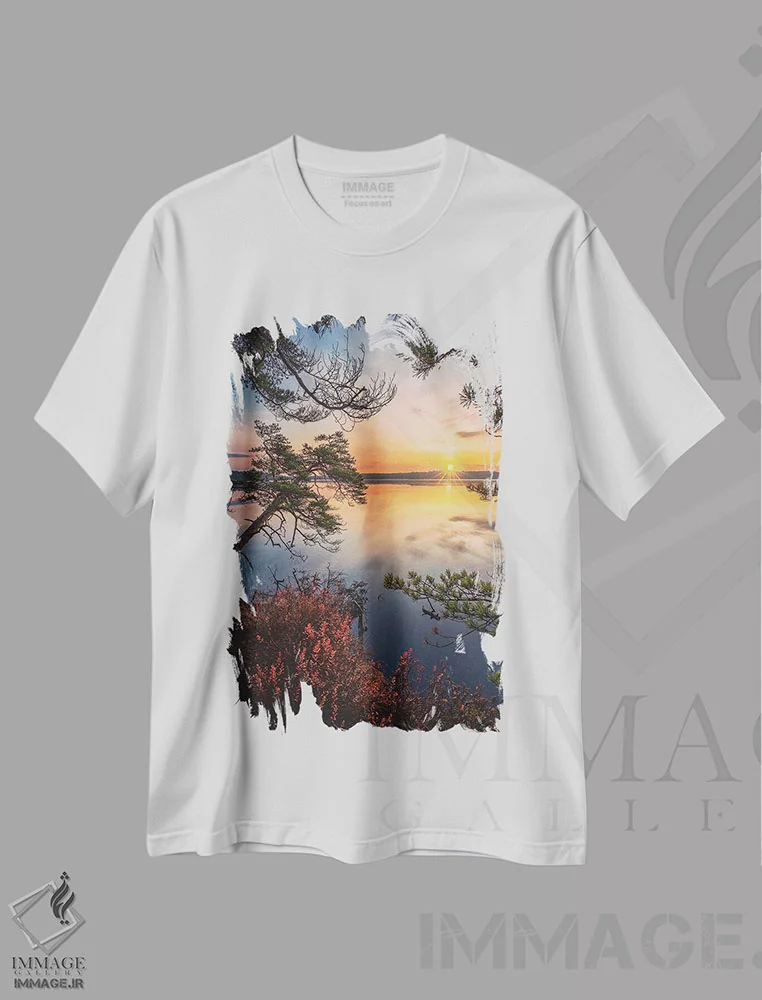 تیشرت سفید طرح دار – تیشرت منظره ,دستیابی اثر لاری لوهی فروشگاه ایماژ