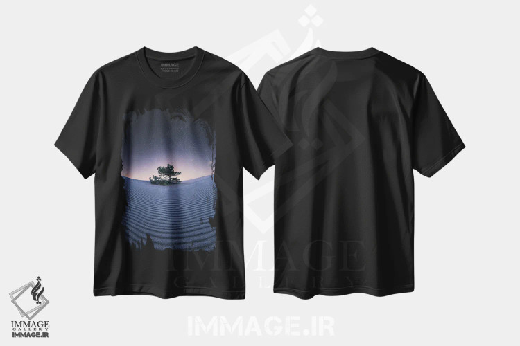 تیشرت مشکی طرح دار – تیشرت طبیعت ,زیر ستارگان اثر لاری لوهی immage.ir
