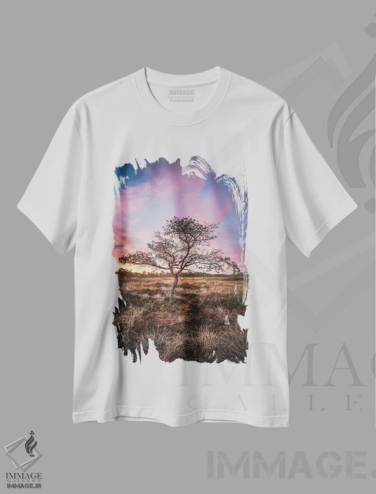 تیشرت سفید طرح دار – تیشرت طبیعت ,تورن سوئو اثر لاری لوهی immage.ir