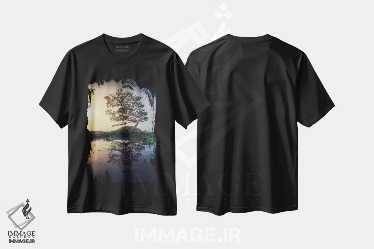 تیشرت مشکی طرح دار – تیشرت گیاه نگارانه ,بونسای اثر لاری لوهی فروشگاه ایماژ