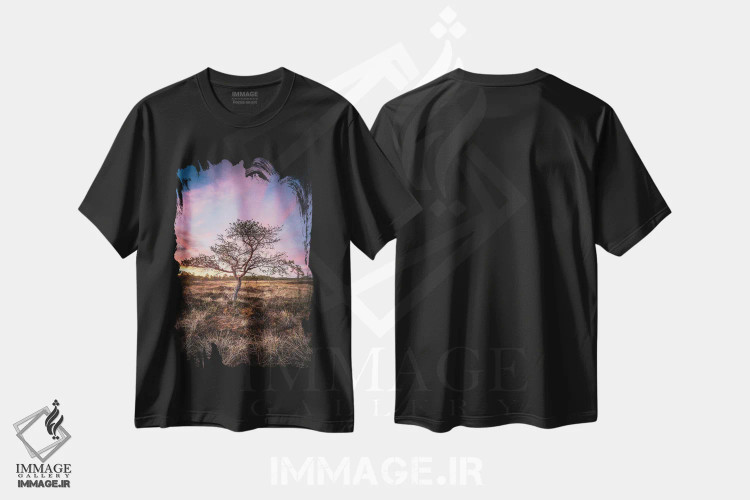 تیشرت مشکی طرح دار – تیشرت طبیعت ,تورن سوئو اثر لاری لوهی فروشگاه ایماژ