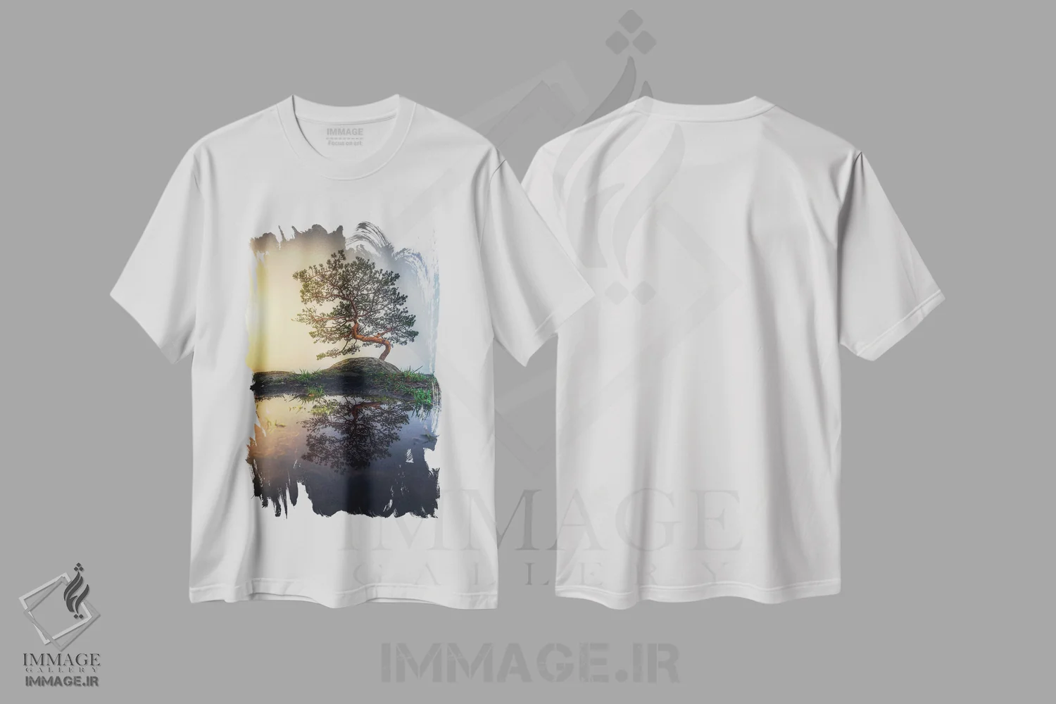 تیشرت سفید طرح دار – تیشرت گیاه نگارانه ,بونسای اثر لاری لوهی immage.ir