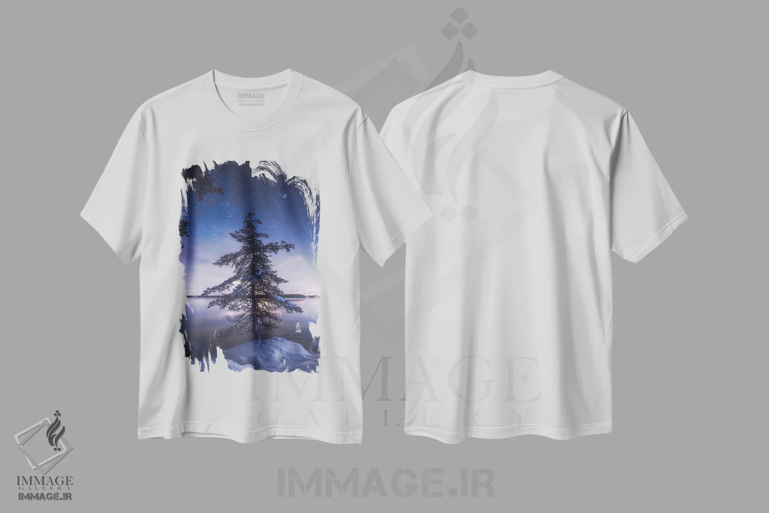 تیشرت سفید طرح دار – تیشرت زمستانی ,اولین برف زیر ستارگان اثر لاری لوهی فروشگاه ایماژ