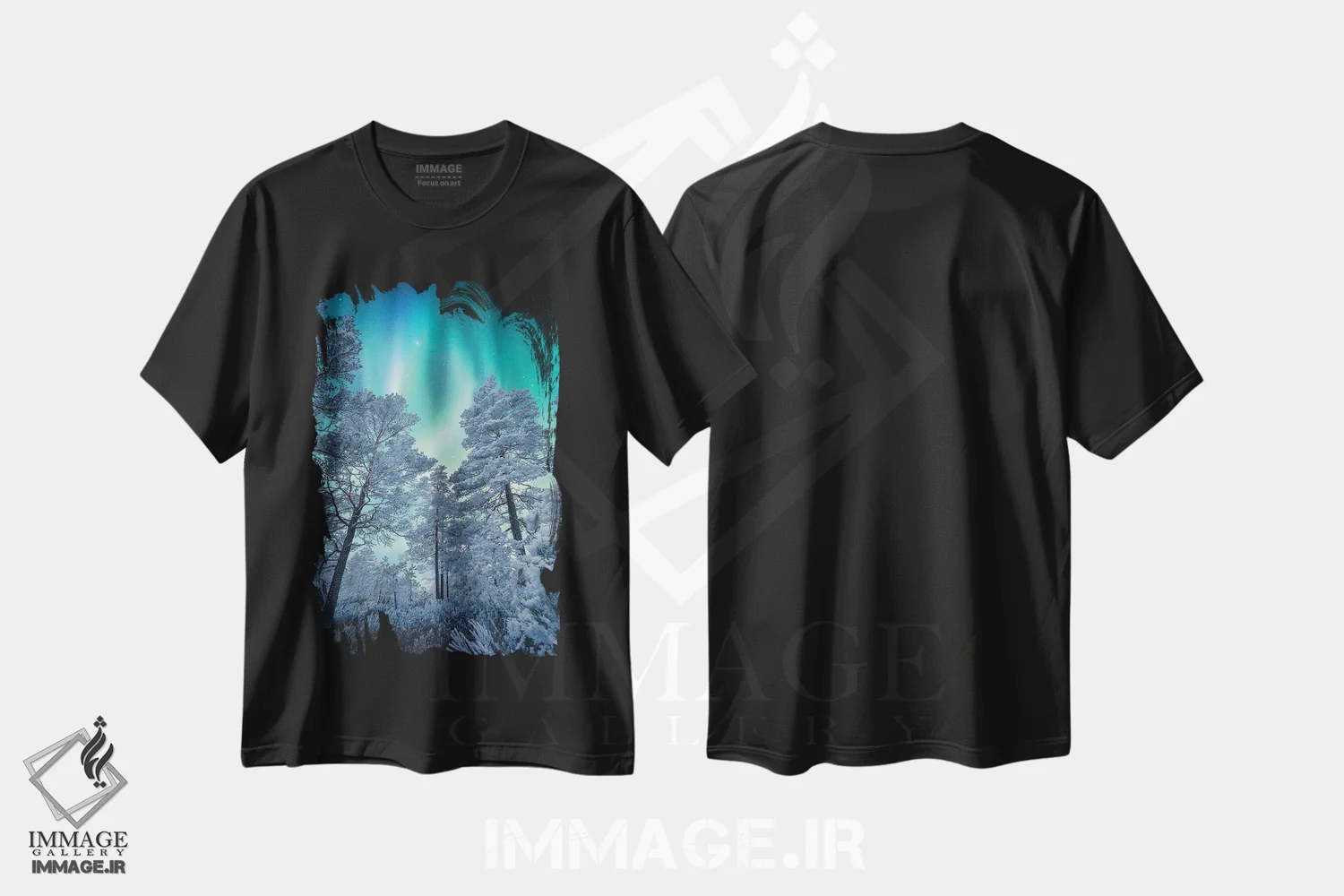 تیشرت مشکی طرح دار – تیشرت طبیعت ,جادوی زمستان اثر لاری لوهی immage.ir