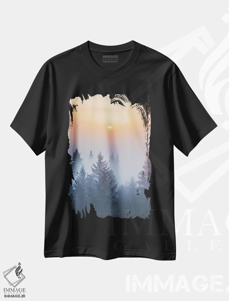 تیشرت مشکی طرح دار – تیشرت طبیعت ,مرموز اثر لاری لوهی فروشگاه ایماژ