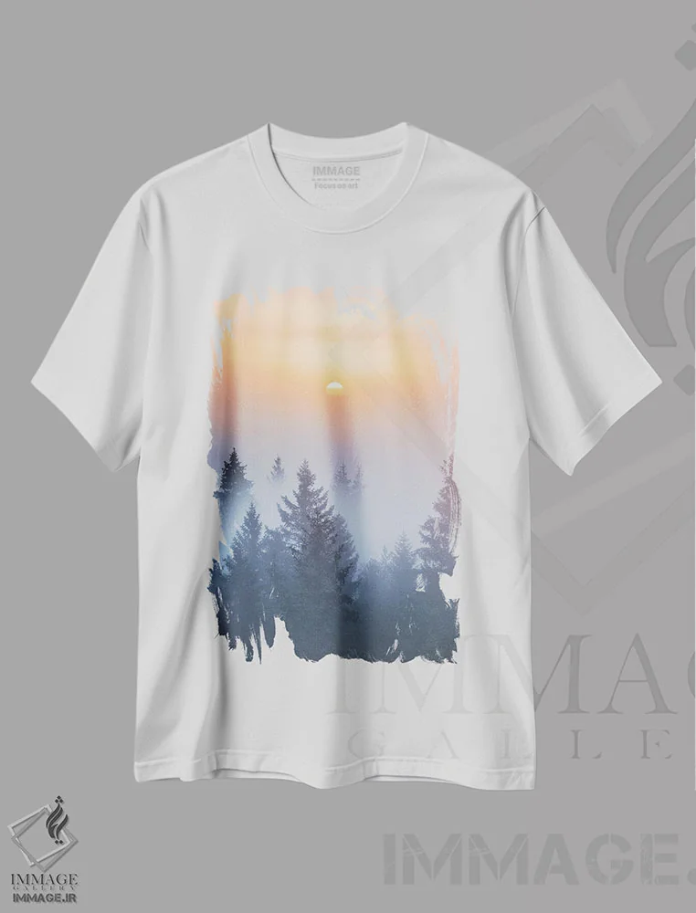 تیشرت سفید طرح دار – تیشرت طبیعت ,مرموز اثر لاری لوهی immage.ir
