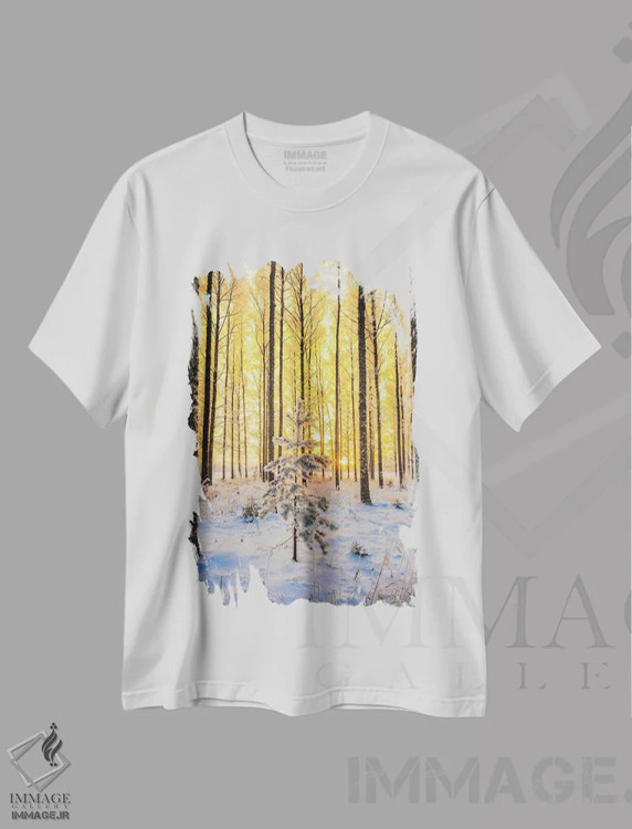تیشرت سفید طرح دار – تیشرت طبیعت ,کاج تنها اثر لاری لوهی immage.ir