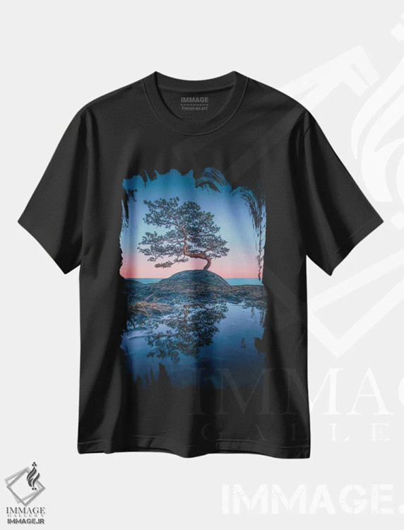 تیشرت مشکی طرح دار – تیشرت هنری ,بونسای اثر لاری لوهی immage.ir