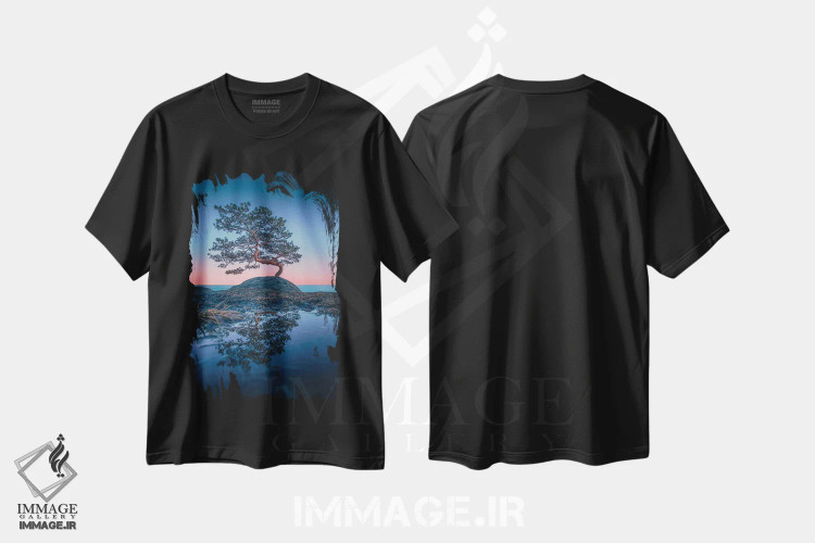 تیشرت مشکی طرح دار – تیشرت هنری ,بونسای اثر لاری لوهی immage.ir