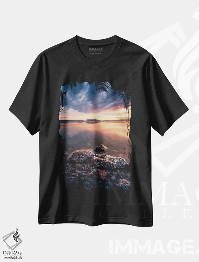 تیشرت مشکی طرح دار – تیشرت هنری ,تقارن اثر لاری لوهی immage.ir
