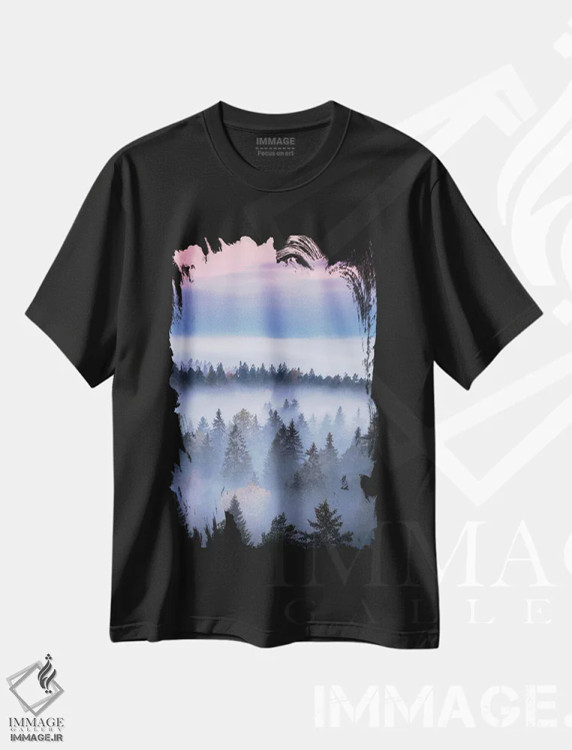 تیشرت مشکی طرح دار – تیشرت طبیعت ,لایه ها اثر لاری لوهی فروشگاه ایماژ