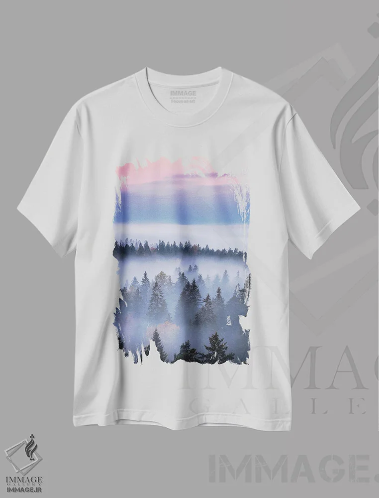تیشرت سفید طرح دار – تیشرت طبیعت ,لایه ها اثر لاری لوهی immage.ir