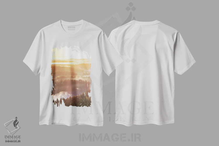 تیشرت سفید طرح دار – تیشرت طبیعت ,پرتوهای صبحگاهی اثر لاری لوهی فروشگاه ایماژ
