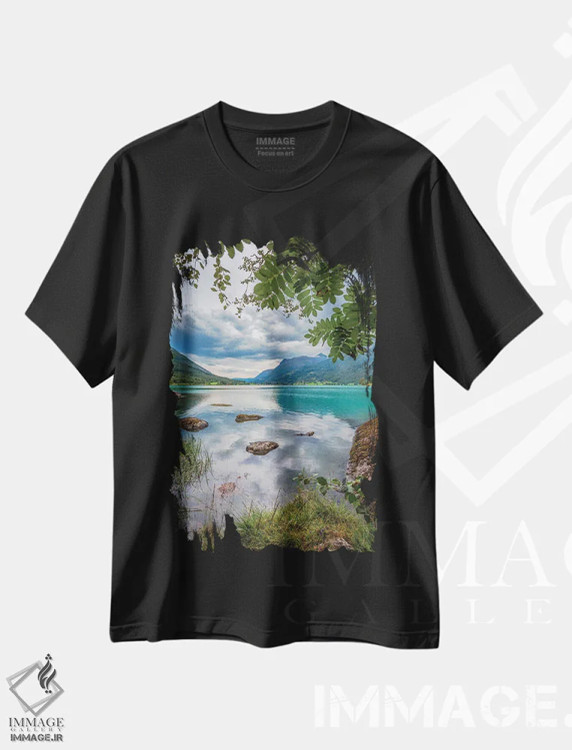 تیشرت مشکی طرح دار – تیشرت طبیعت ,روز تابستانی در نروژ اثر لاری لوهی فروشگاه ایماژ