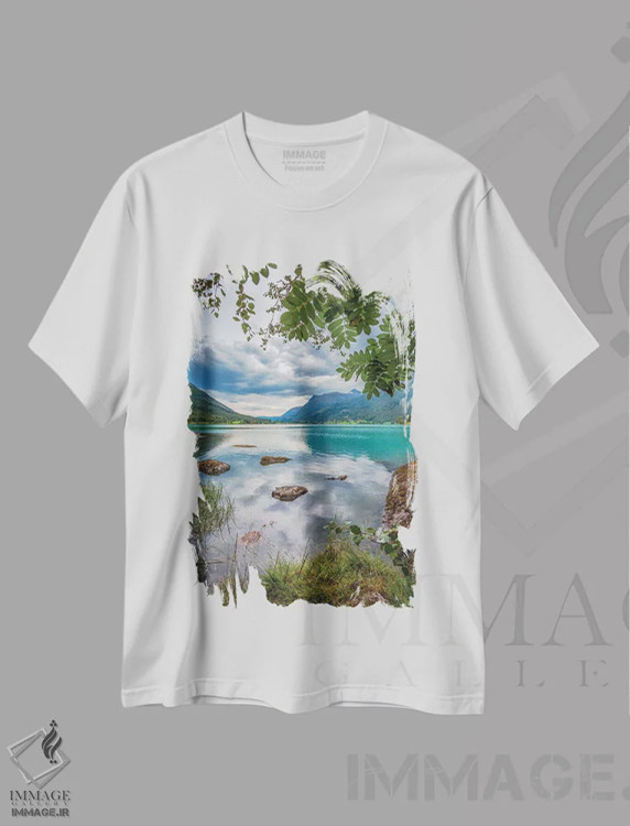 تیشرت سفید طرح دار – تیشرت طبیعت ,روز تابستانی در نروژ اثر لاری لوهی immage.ir