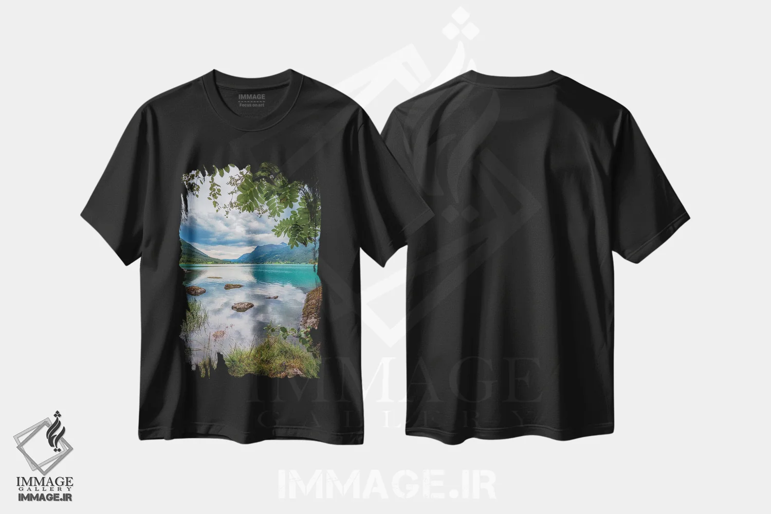 تیشرت مشکی طرح دار – تیشرت طبیعت ,روز تابستانی در نروژ اثر لاری لوهی فروشگاه ایماژ