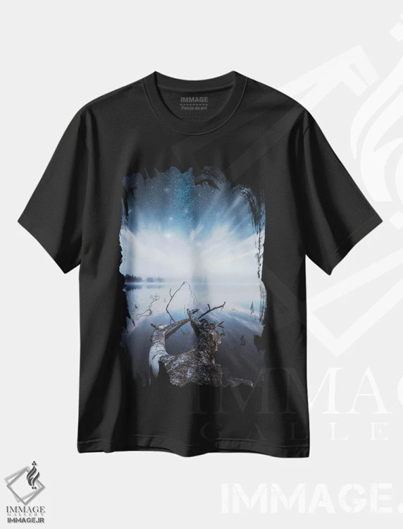 تیشرت مشکی طرح دار – تیشرت طبیعت ,چشم انداز رویایی اثر لاری لوهی immage.ir