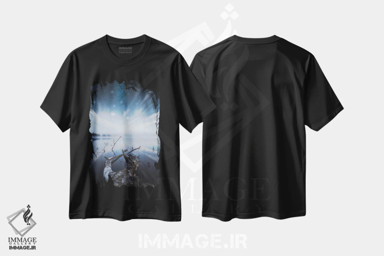 تیشرت مشکی طرح دار – تیشرت طبیعت ,چشم انداز رویایی اثر لاری لوهی immage.ir