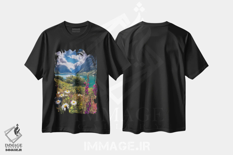 تیشرت مشکی طرح دار – تیشرت طبیعت ,روز تابستانی در لوواتنت اثر لاری لوهی فروشگاه ایماژ
