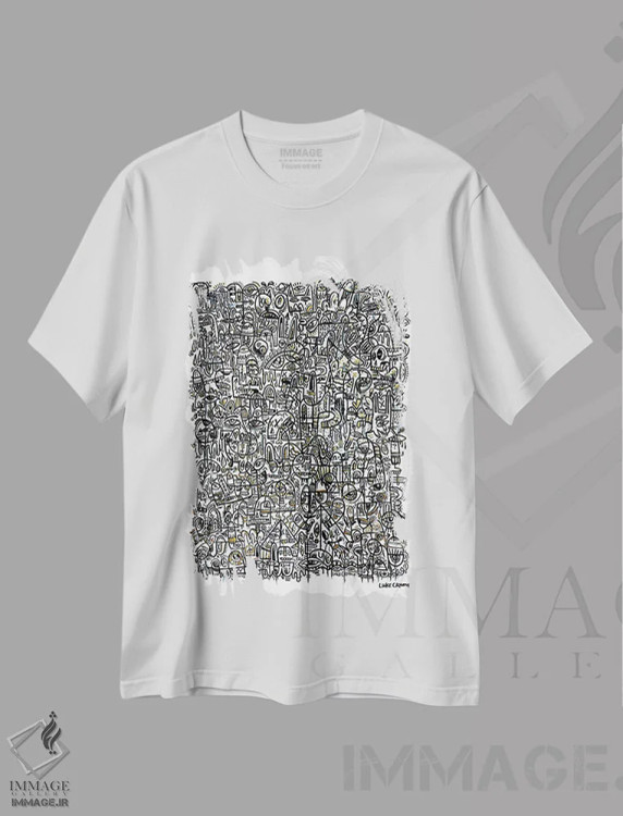 تیشرت سفید طرح دار – تیشرت انتزاعی ,مه ذهنی اثر لوک کرامپ immage.ir