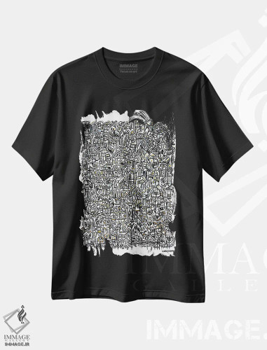 تیشرت مشکی طرح دار – تیشرت انتزاعی ,مه ذهنی اثر لوک کرامپ فروشگاه ایماژ