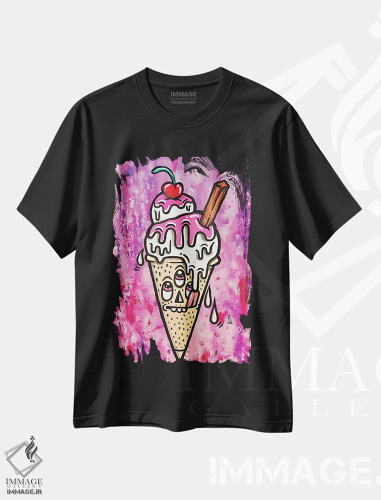 تیشرت مشکی طرح دار – تیشرت فانتزی ,چکه چکه چکه اثر لوک کرامپ فروشگاه ایماژ