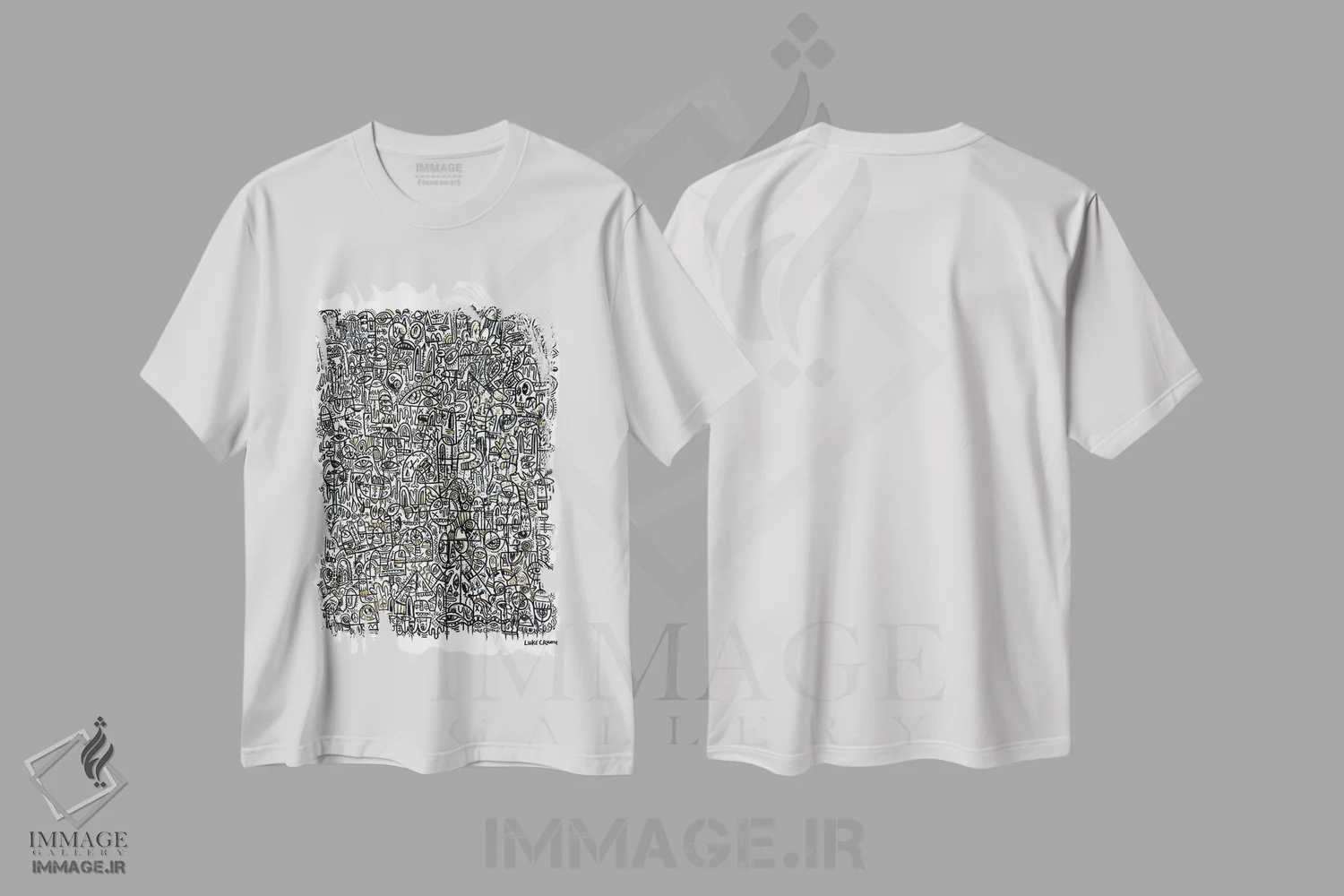 تیشرت سفید طرح دار – تیشرت انتزاعی ,مه ذهنی اثر لوک کرامپ immage.ir