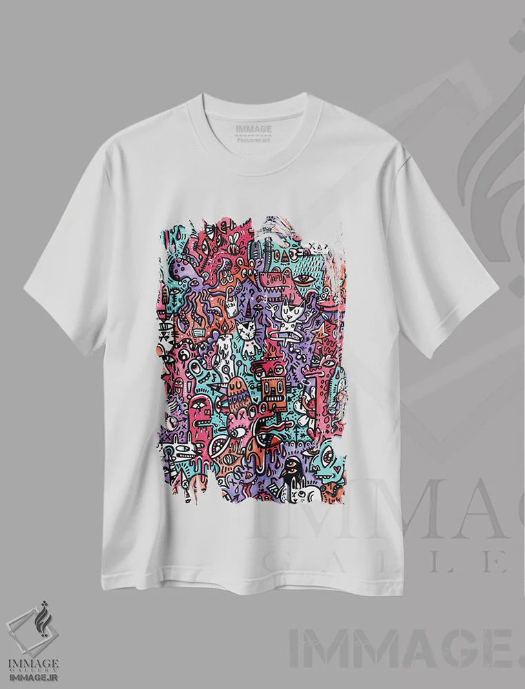 تیشرت سفید طرح دار – تیشرت ترسناک ,زمانه پرآشوب اثر لوک کرامپ immage.ir
