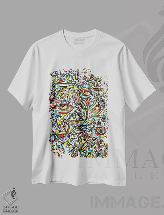 تیشرت سفید طرح دار – تیشرت رنگی ,شاد و پرانرژی اثر لوک کرامپ فروشگاه ایماژ