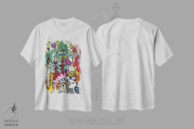تیشرت سفید طرح دار – تیشرت گربه ,نقاشی پاستل روغنی اثر لوک کرامپ فروشگاه ایماژ