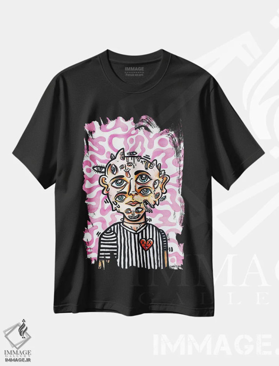 تیشرت مشکی طرح دار – تیشرت پرتره ,پرتره فردی با چهره های بسیار اثر لوک کرامپ immage.ir