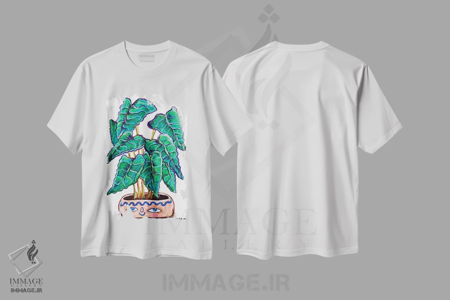 تیشرت سفید طرح دار – تیشرت گیاهان ,آلوکاسیا اثر لوک کرامپ immage.ir