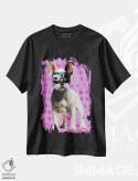 تیشرت مشکی طرح دار – تیشرت گرافیکی حیوانات ,بولداگ صورتی اثر لوز گرافیکس فروشگاه ایماژ