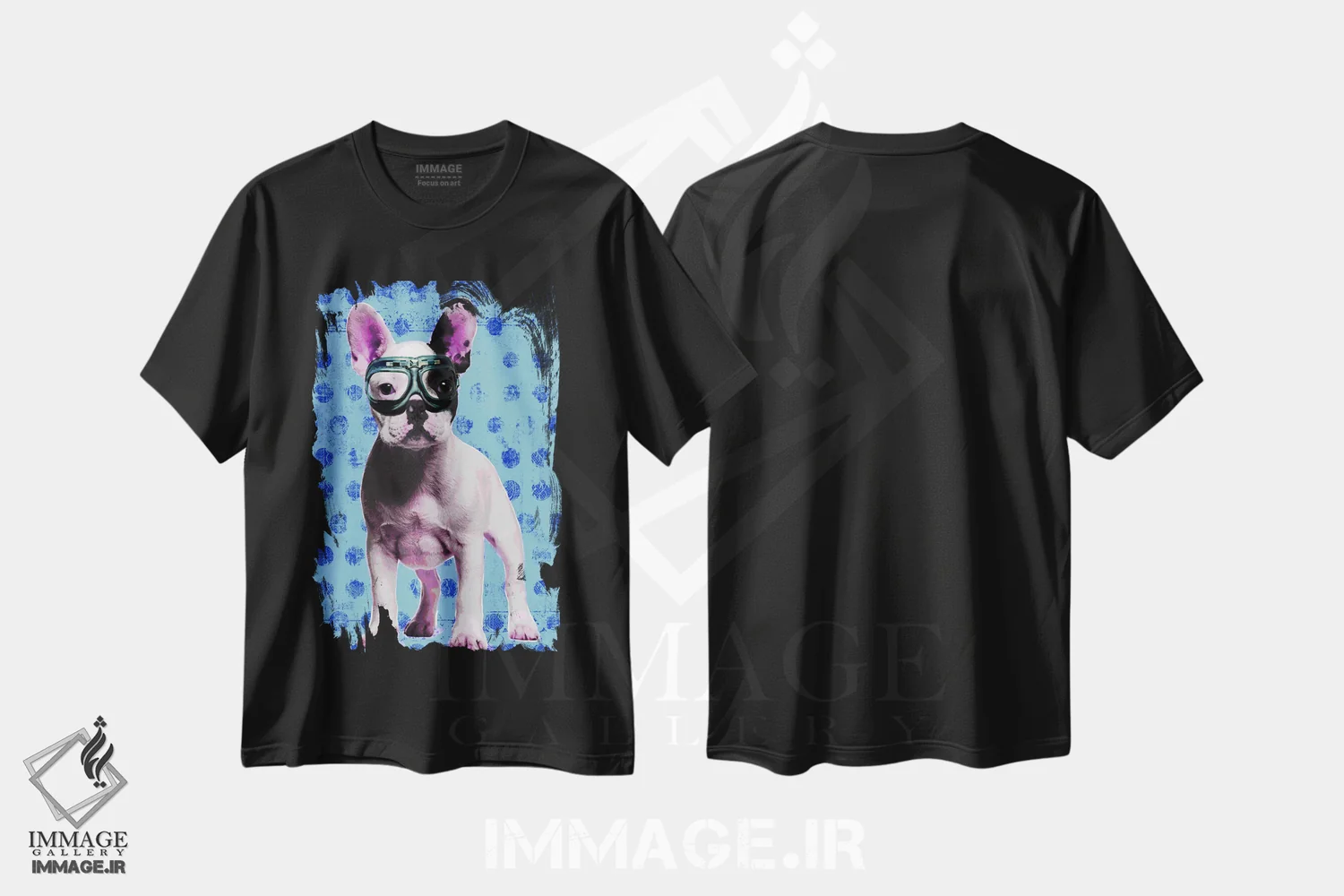 تیشرت مشکی طرح دار – تیشرت اسپرت ,بولداگ آبی اثر لوز گرافیکس immage.ir