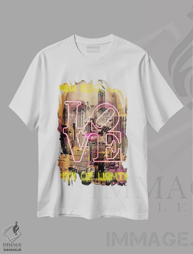 تیشرت سفید طرح دار – تیشرت شهری ,چشمان نیویورک اثر لوز گرافیکس فروشگاه ایماژ