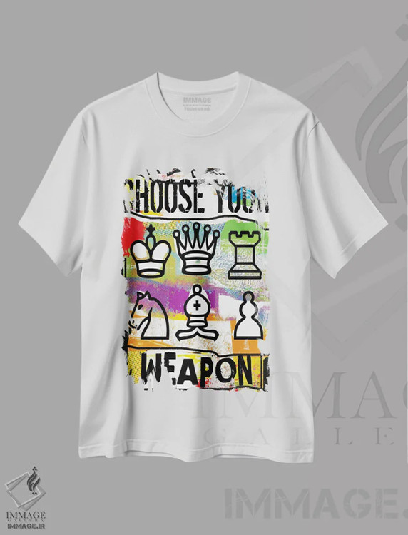 تیشرت سفید طرح دار – تیشرت گیمینگ ,سلاح خود را انتخاب کن اثر لوز گرافیکس فروشگاه ایماژ
