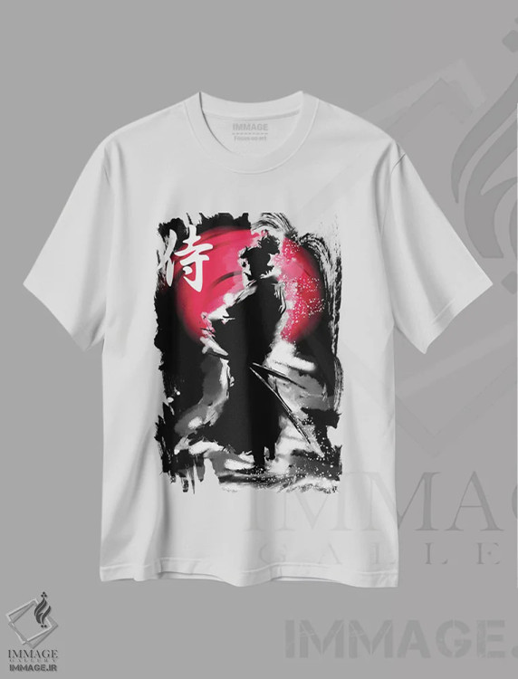 تیشرت سفید طرح دار – تیشرت سامورایی ,جنگجوی سامورایی با کاتانا اثر لوز گرافیکس immage.ir