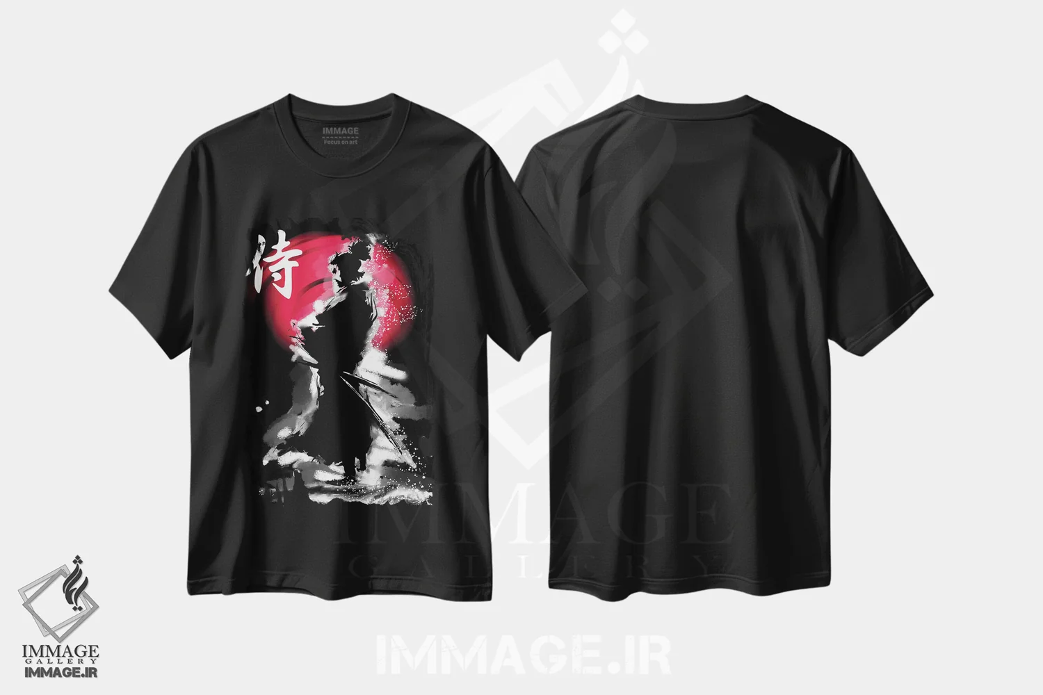 تیشرت مشکی طرح دار – تیشرت سامورایی ,جنگجوی سامورایی با کاتانا اثر لوز گرافیکس فروشگاه ایماژ