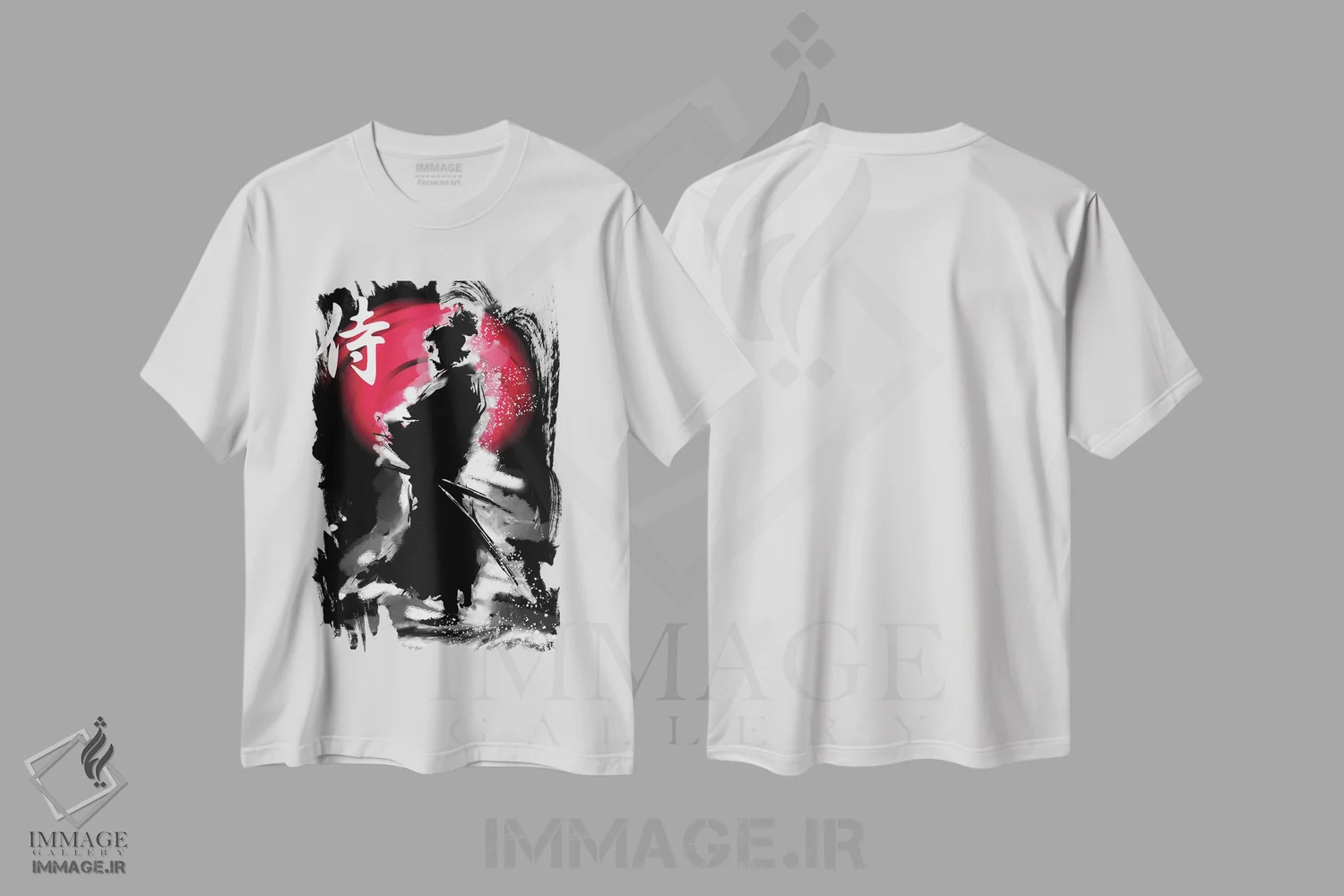 تیشرت سفید طرح دار – تیشرت سامورایی ,جنگجوی سامورایی با کاتانا اثر لوز گرافیکس immage.ir