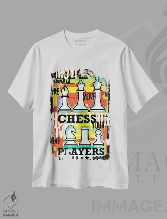 تیشرت سفید طرح دار – تیشرت شطرنج ,بازیکن شطرنج حرکت خود را انتخاب کن اثر لوز گرافیکس immage.ir