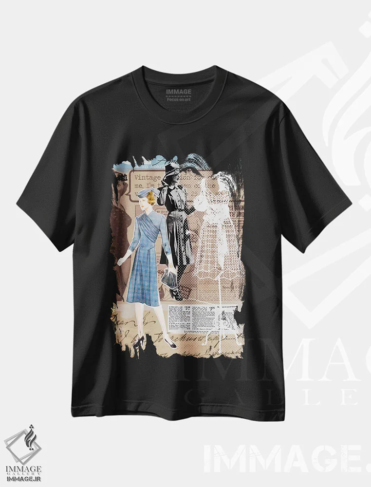 تیشرت مشکی طرح دار – تیشرت وینتیج ,مد کلاسیک شماره اثر لوز گرافیکس immage.ir