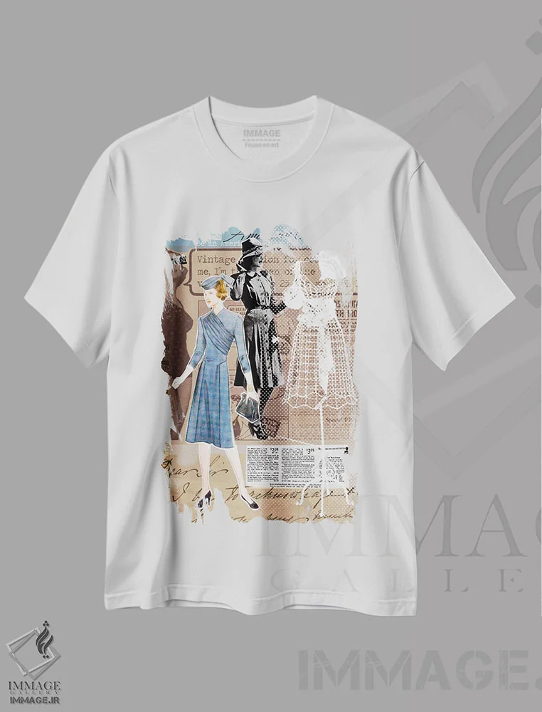 تیشرت سفید طرح دار – تیشرت وینتیج ,مد کلاسیک شماره اثر لوز گرافیکس فروشگاه ایماژ