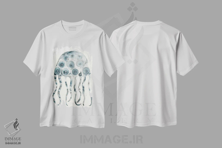 تیشرت سفید طرح دار – تیشرت طبیعت ,ژله نقره ای اثر لورا ون هورن فروشگاه ایماژ