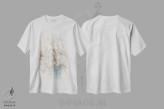 تیشرت سفید طرح دار – تیشرت گلدار ,هورتانسیاهای آرام اثر لیوی فین immage.ir