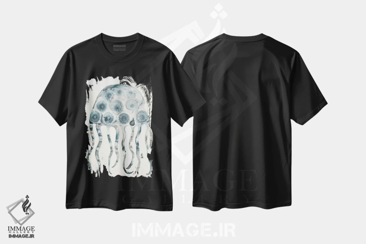 تیشرت مشکی طرح دار – تیشرت طبیعت ,ژله نقره ای اثر لورا ون هورن immage.ir