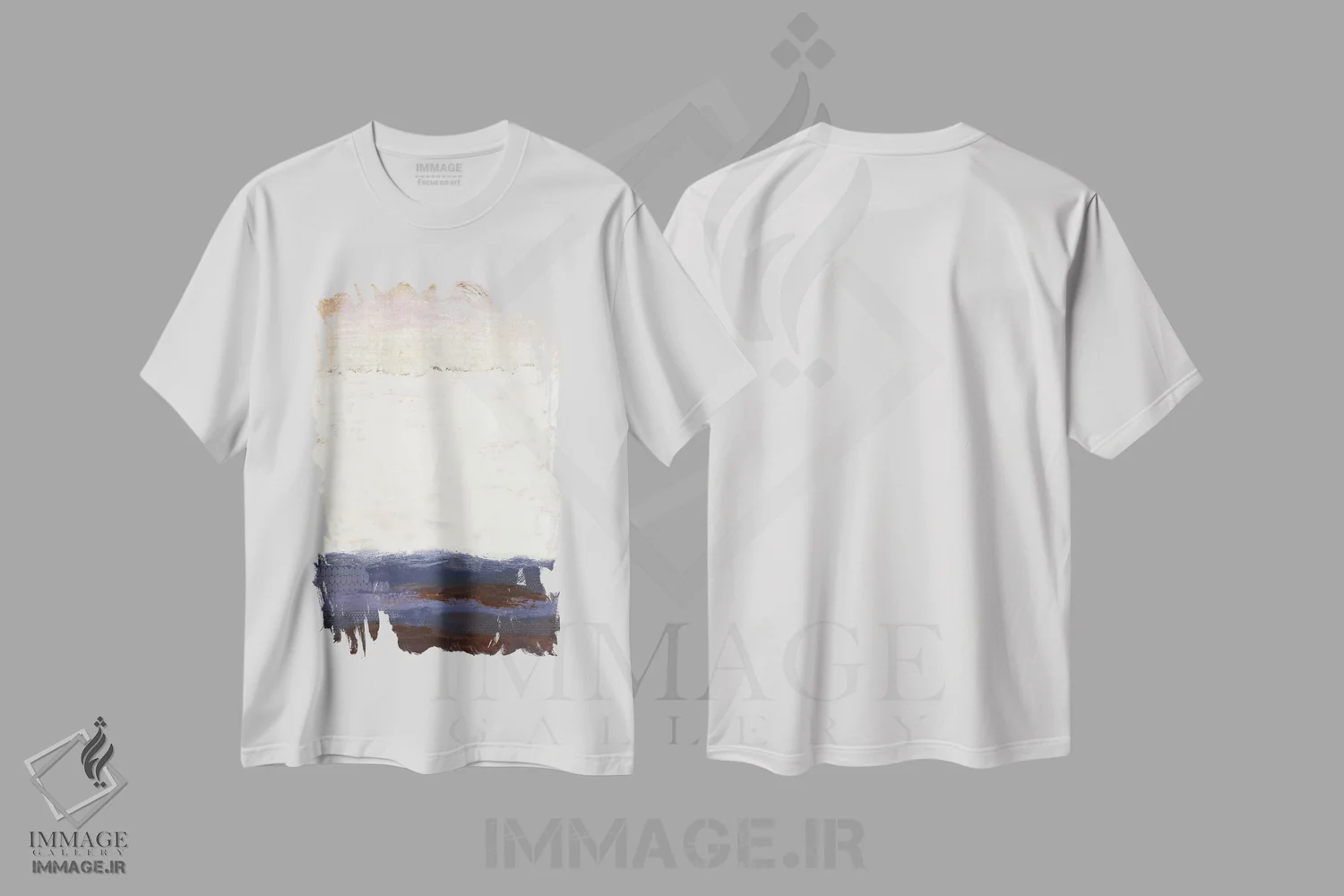 تیشرت سفید طرح دار – تیشرت مینیمال ,درخشش صورتی اثر لورا ون هورن immage.ir