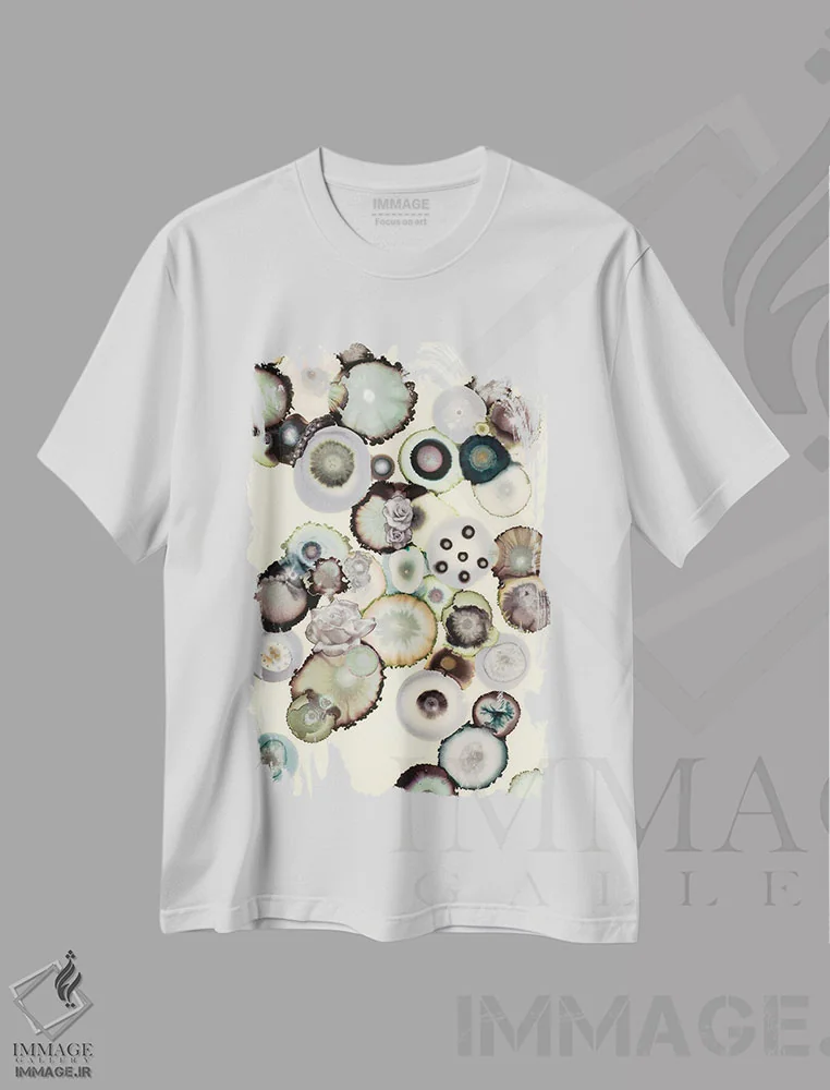 تیشرت سفید طرح دار – تیشرت انتزاعی ,کوررنگ اثر لورا ون هورن فروشگاه ایماژ