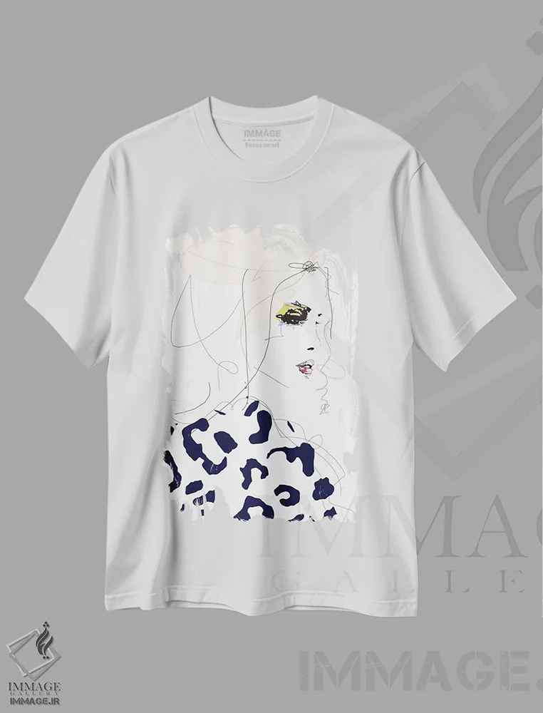 تیشرت سفید طرح دار – تیشرت مینیمال ,خط بکش اثر لی واینر فروشگاه ایماژ