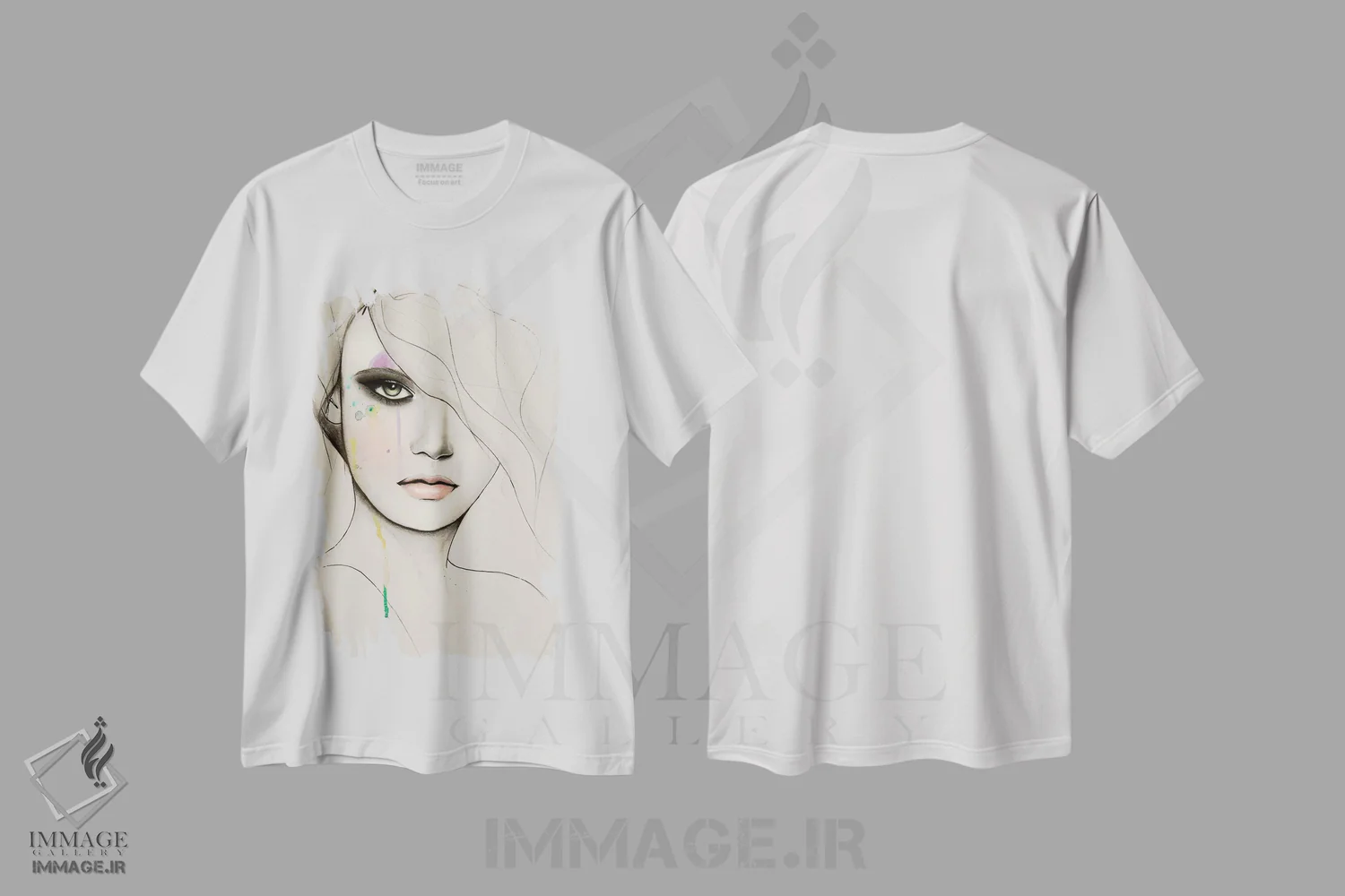 تیشرت سفید طرح دار – تیشرت هنری زنانه ,تقسیم اثر لی واینر immage.ir