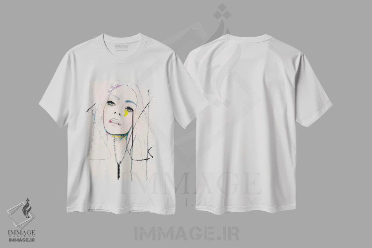 تیشرت سفید طرح دار – تیشرت زنانه هنری ,شور و شعف ترمیم شده اثر لی واینر فروشگاه ایماژ